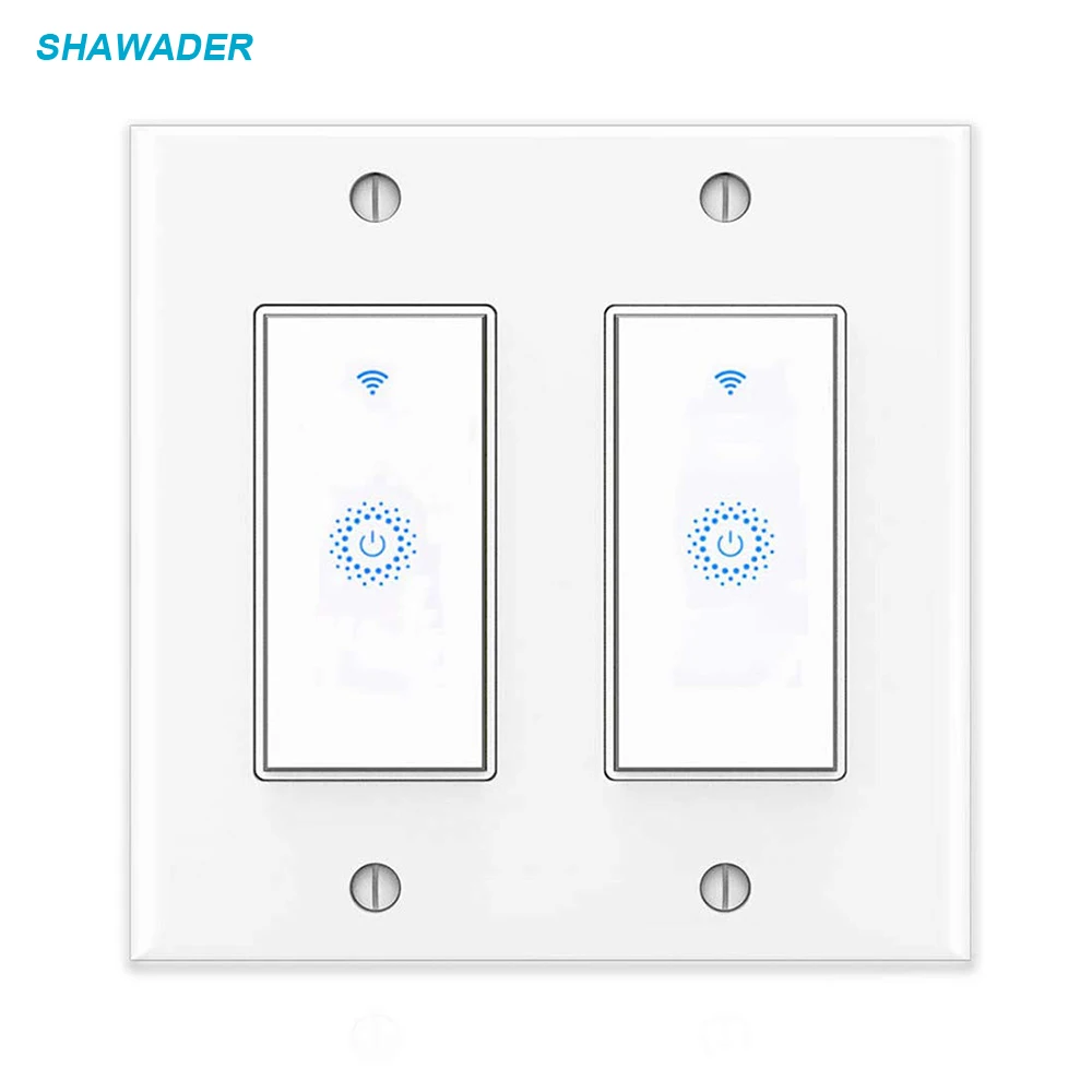

Smart Wall Light WIFI Switch 15A 2 Gang Timer Remote Control Works with Alexa Google Home IFTTT ETL FCC Listed No Hub Required