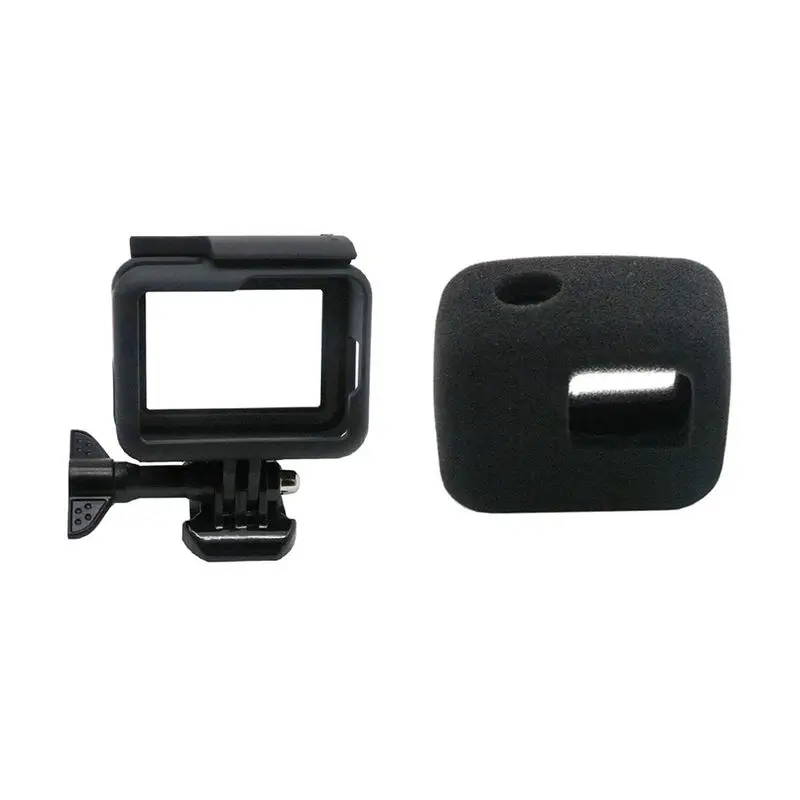 

ABKT-Protective Frame Case + Windshield Cover For Gopro-Hero 7/6/5/Hero Hd, Housing Border Shell Accessories And Wind Noise Re