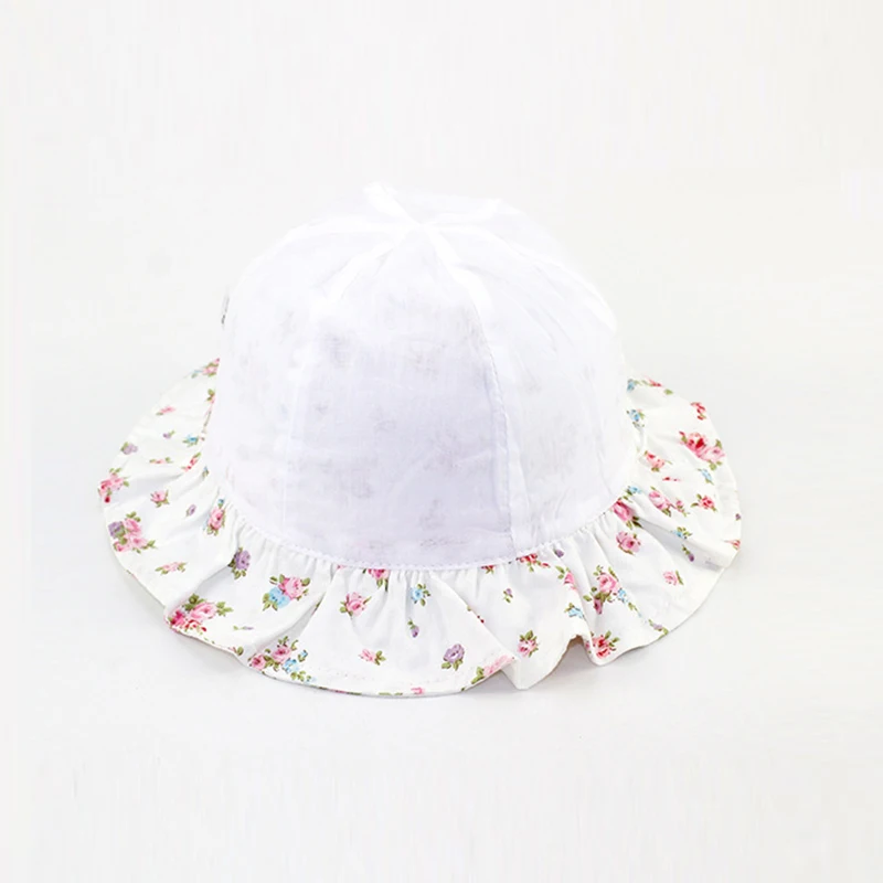 Flower Bow Baby Girls Hat Ruffles Floral Hat For Girls Cotton Lace Up Baby Fisher Hat Fashion Purple Pink Sun Caps Spring Summer (9)