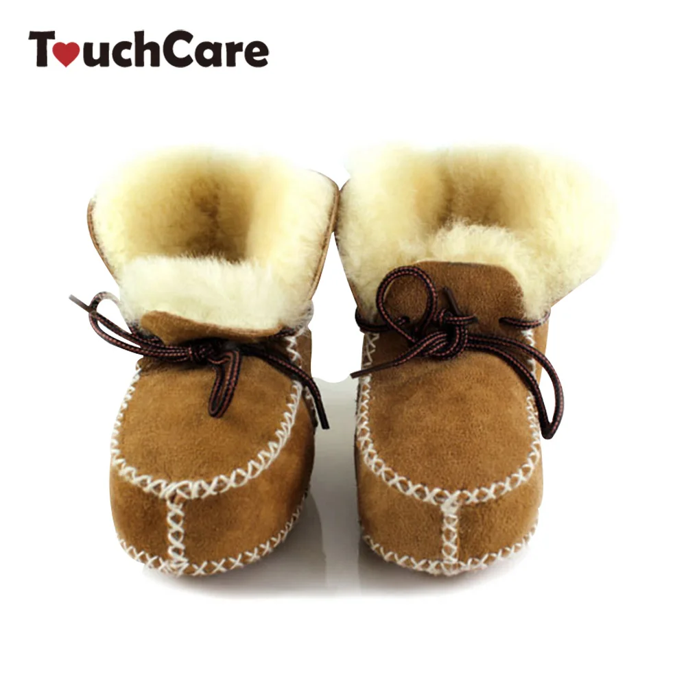 TouchCare/детские зимние ботинки из овечьей кожи с мехом для малышей; ботинки из натуральной кожи для новорожденных мальчиков и девочек; обувь из натуральной шерсти; Мокасины