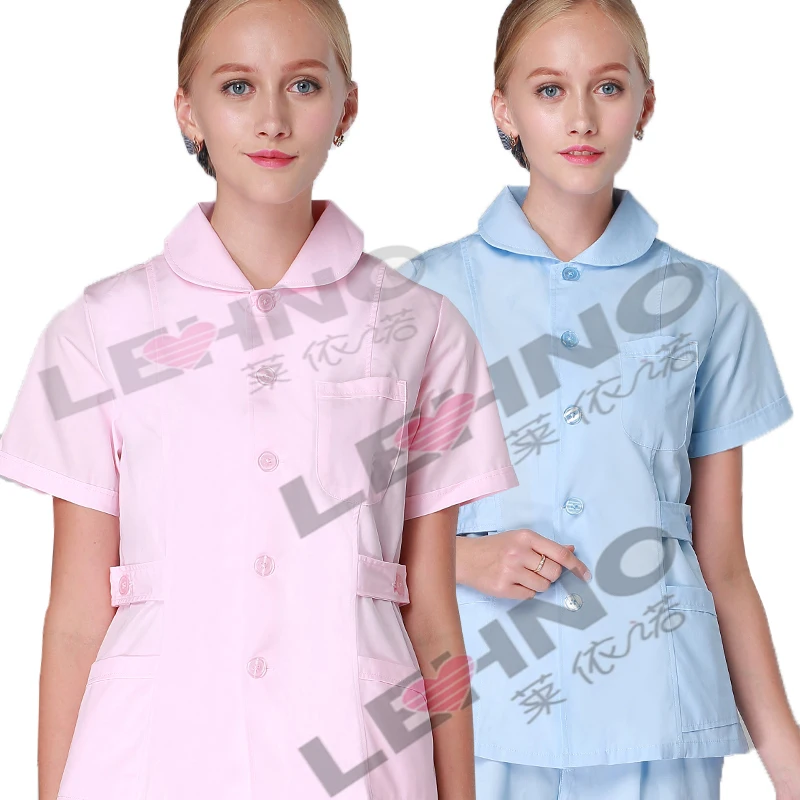 

Brands LEHNO Soft Cotton Nurse Uniforms Short sleeved Medical Uniforms Jacket+Pant 2pcs Suit