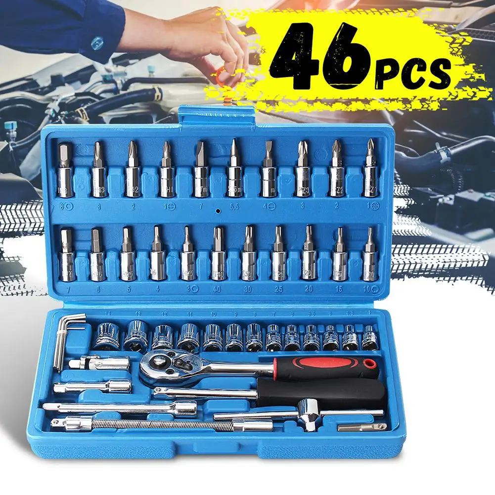 

42Pcs Portable 1/4inch and 3/8inch Drive and Torx Bit Socket Wrench Adapter Set