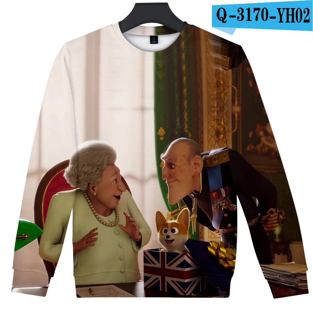 3D queen's corgi Уличная толстовки для женщин/для мужчин с круглым вырезом длинными рукавами хлопок Harajuku печати Толстовка Весенняя Толстовка - Цвет: G