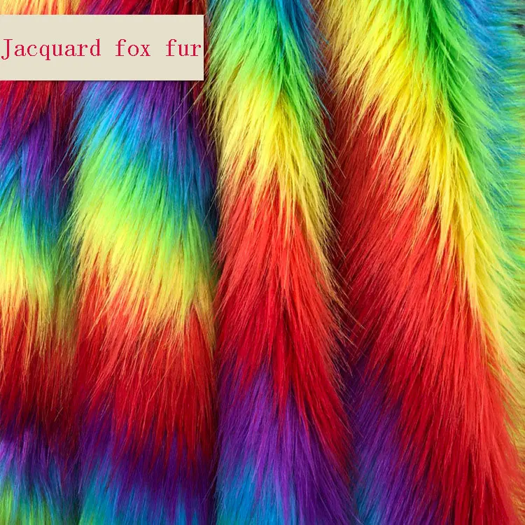 

Off-the-shelf jacquard fox fur Four-color jacquard imitation rabbit fur fabric colorful plush fabric