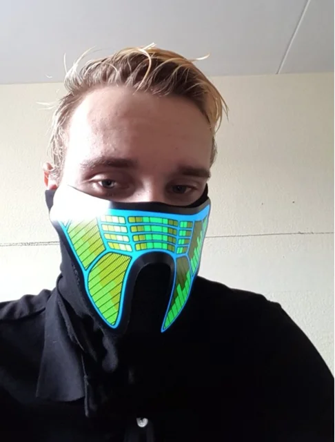 motorcycle half face halloween led face mask cosplay luminous