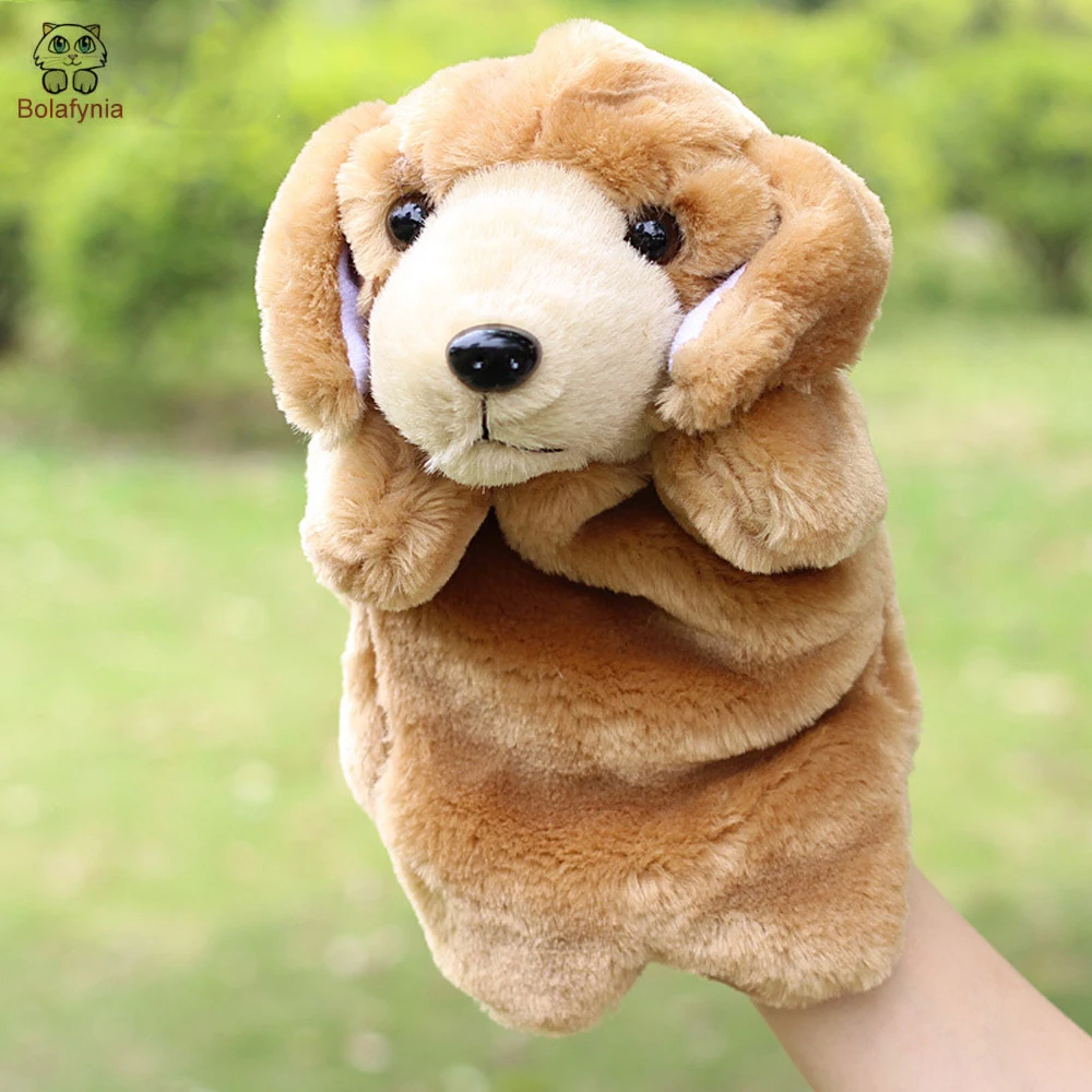 BOLAFYNIA Grey clever dog Children Hand Puppet Toys baby kid plush