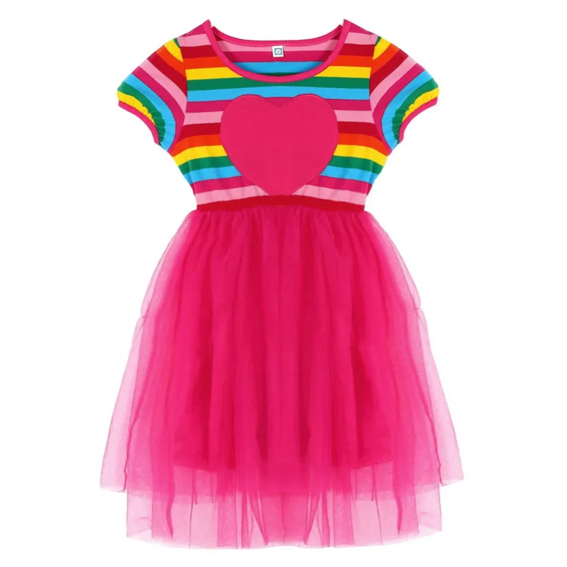 

2017 New Fashion Kids Baby Rainbow Striped Tutu Dresses Girl Toddler Party Dress Outfit Clothes