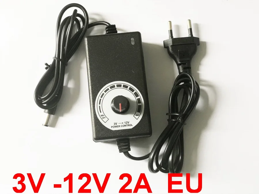 Adaptador de voltaje ajustable de 3V-12V y 2a, 3V, 4,5 V, 5V, 6V, 7,5 V, 8V, 9V, 10V, 11V, 12V, 2A, 24W, 1 Uds. Enchufe europeo adatper