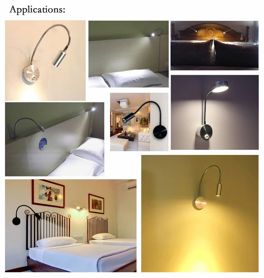 Lâmpadas de Parede quarto cabeceira luz de leitura Características : Gooseneck