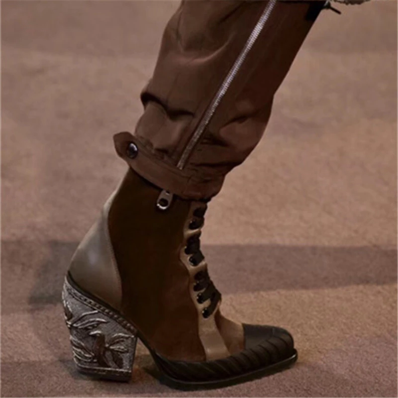 Cruz Marca Las Cuadrados Moda Pasarela Botas Pic atado Pista Mujeres Diseño Gladiador King as De Tacones Nueva Mujer Pic Martin 2018 As Emma Metal qUS8npOw