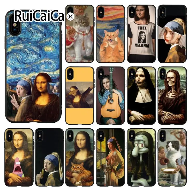 Ruicaica Забавный чехол Leonardo da Vinci Mona Lisa Новинка для телефона Fundas iPhone 5 5Sx 6 7 7plus 8 8Plus X XS