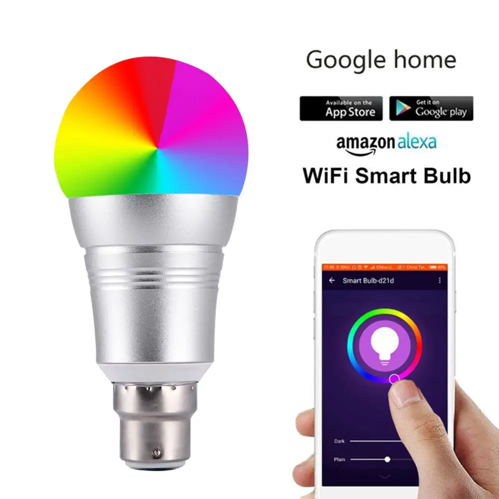 

Mini 7W Wireless RGB LED Wifi Bulb Support Alexa Google Home RGB E27 B22 E14 LED Color Adjustment Lamp Bulb AC85-265V