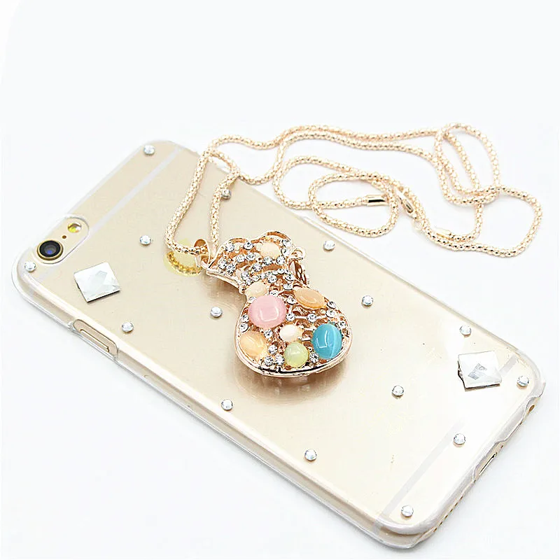 Goede Voor Iphone XS XS Max XR Nieuwe Telefoon Case 3D Luxe Ketting Glitter Rhinestone Bling Hard PC Plastic Back Cover gevallen Coque Capa