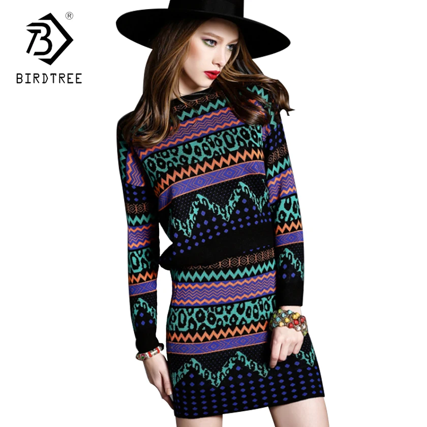 

2018 Women Knitted Sweaters Skirts 2pcs Suits Long Sleeves Waved Pattern Black Female Woman Sweater Tops+Skirt Sets Hots S7D620L