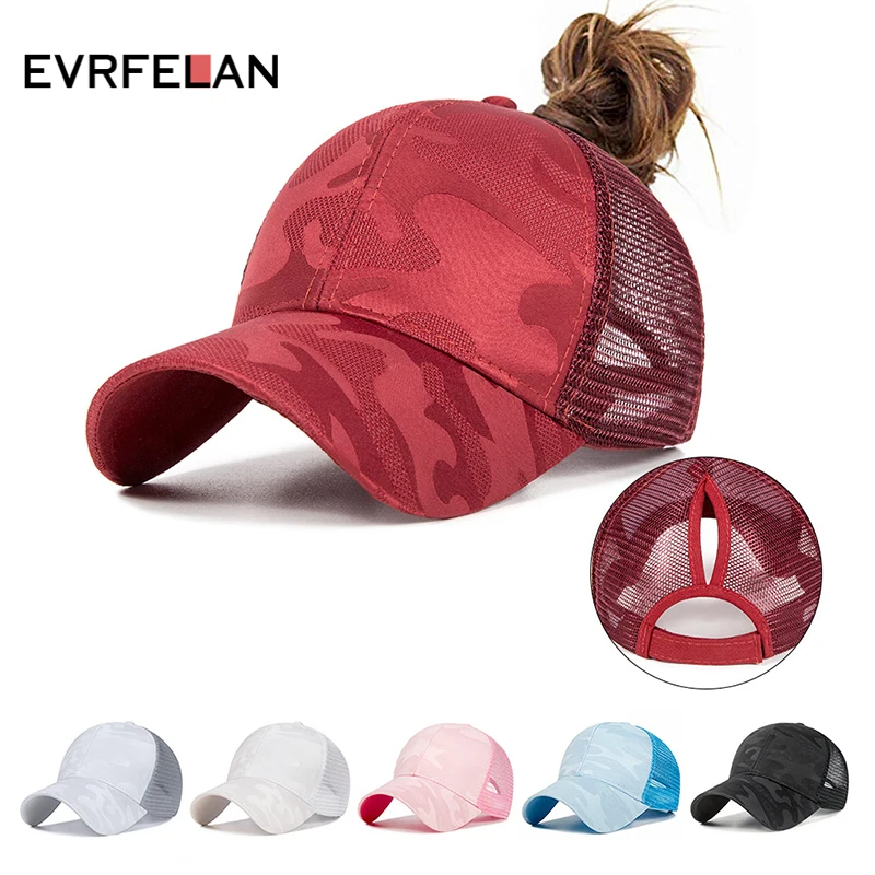 

Evrfelan Ponytail Baseball Cap for Women Snapback Summer Mesh Hat Female Fashion HIp Hop Hats Casual Adjustable dad hat