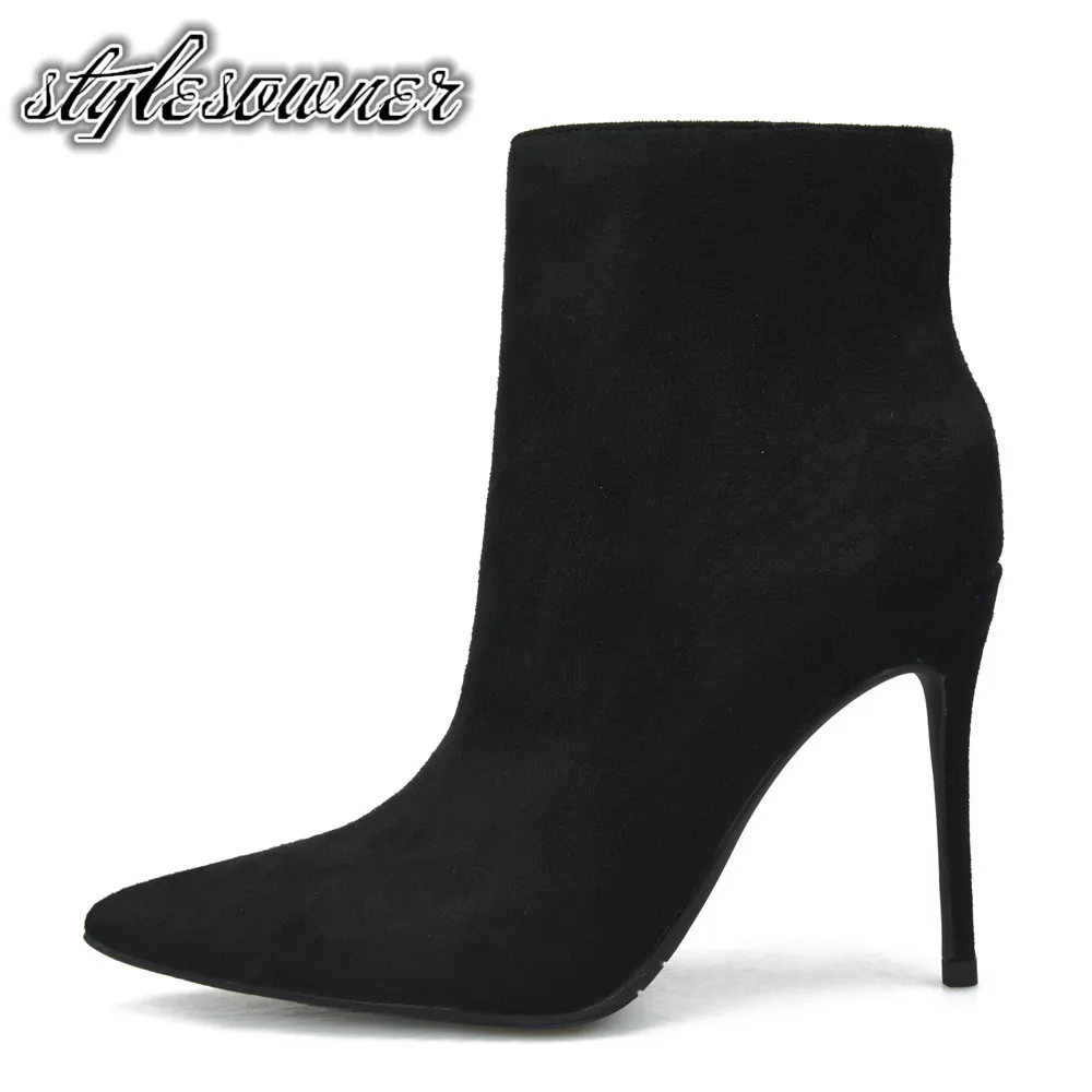 

Stylesowner 2018 Top Selling Spring Autumn Winter High Heels Woman Ankle Boots Pointed Toe Short Plush Shallow Short Boots