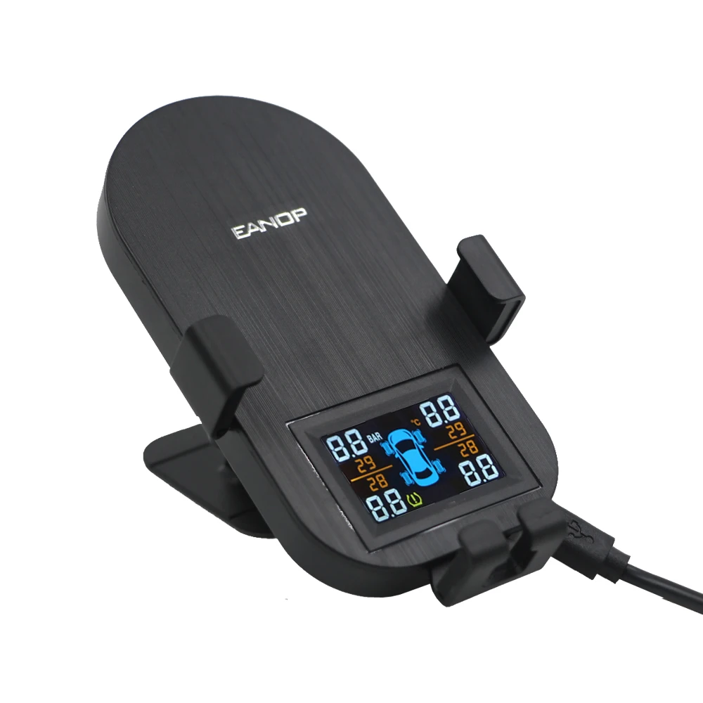 New EANOP TW100 TPMS Real-Time Tire Pressure Alarm Tyre Pressure Monitoring System with Wireless Charger +USB Car Charger