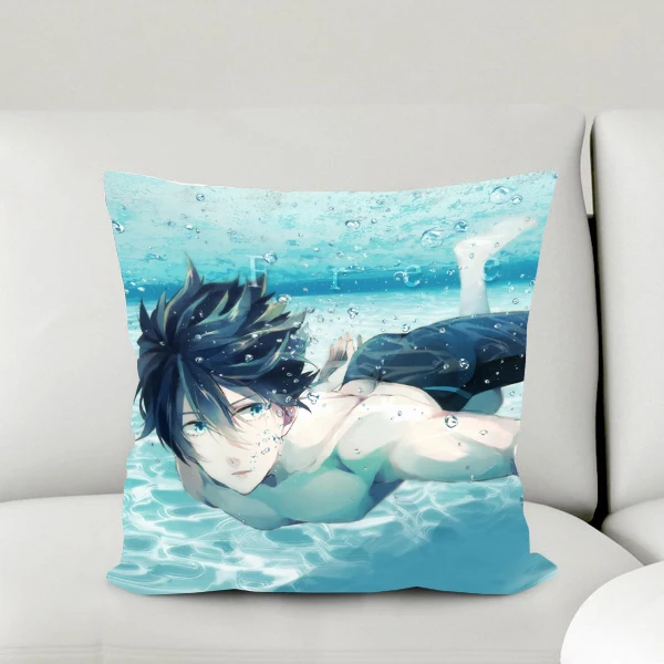 

Oct. New Gift Home Textile Free! Iwatobi Swim Club Anime Nanase Haruka Polyester One-sided Two-sided Square Pillow Case #40970