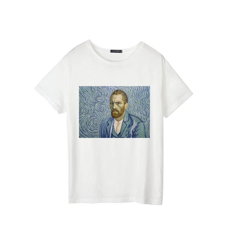 Летняя футболка с коротким рукавом, новая мода, большой размер, рисунок Ван Гога, работа художника, живопись маслом, повседневные топы, футболка Harajuku