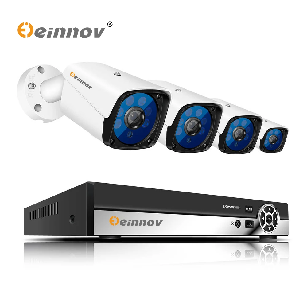 

Einnov 4CH CCTV System Outdoor Weatherproof Security Camera System 2Ch 1080P HD DVR Day/Night DIY Kit Video Surveillance System