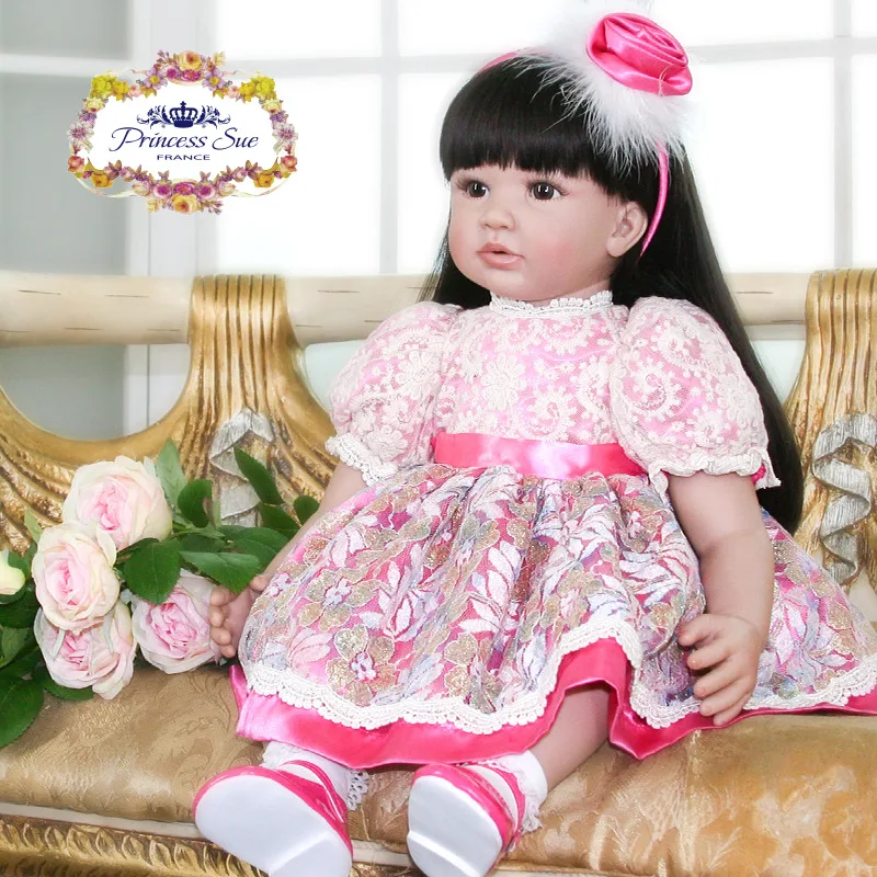 60 см силикона Reborn Baby Doll игрушки 24 дюйма винил принцесса для маленьких девочек
