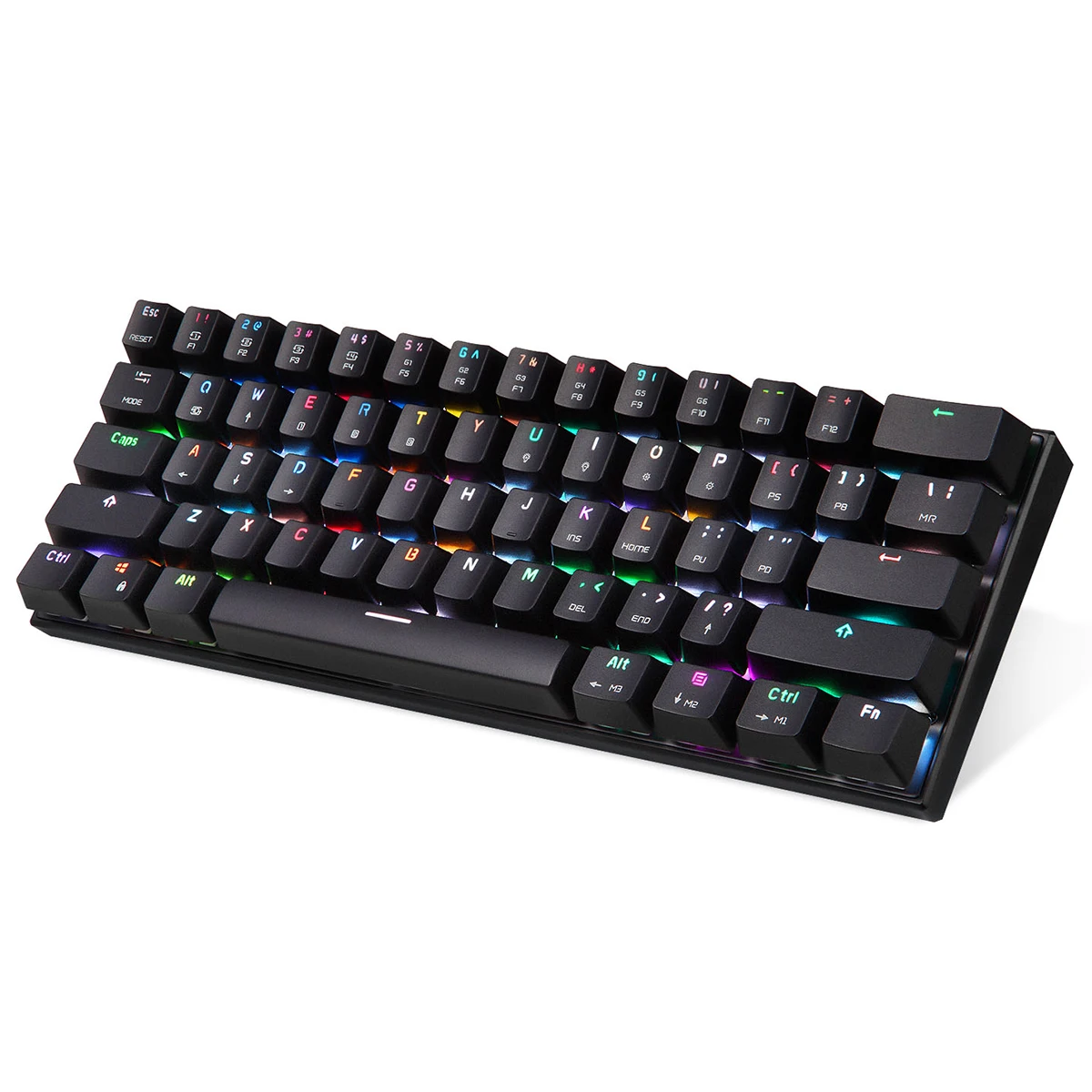 Черный K62 RGB игровая клавиатура светодиодный светящийся Подсветка механическая клавиатура 61 Ключи белый проводной и Bluetooth клавиатура для ПК компьютер - Цвет: Черный