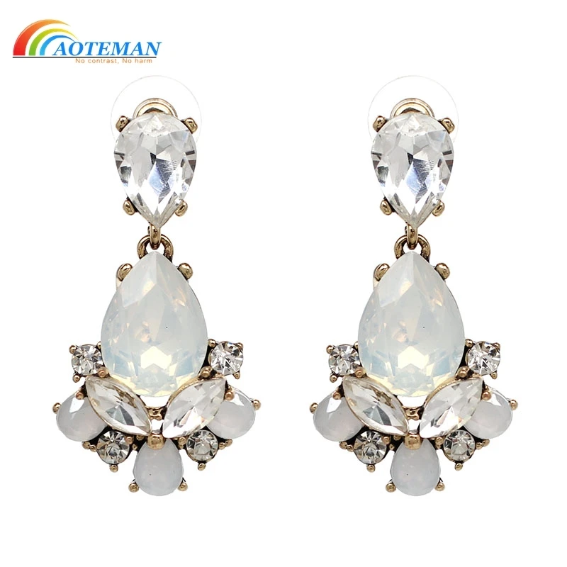 

AOTEMAN 2019 waterdrop full crystal Statement Luxury Brand Jewelry Fashion Earrings Rhinestone Elegant Charm Earring oorbellen