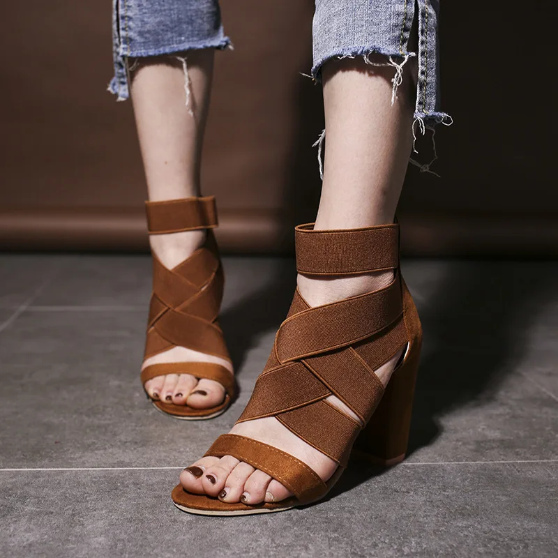 

New Women Sandals Summer Hot Female Fish Mouth Toe High-Heeled Sandals Ankle Strap Ladies Shoes