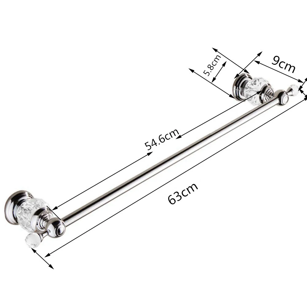 Лейден полированный хромированный сплав 24 дюйма Длина полотенцесушитель, Серебряный Кристалл Один полотенцесушитель настенный