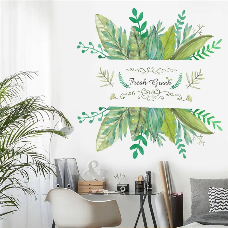 Big Plants Leaf Wall Stickers Bedroom Living Room Home Decoration Diy