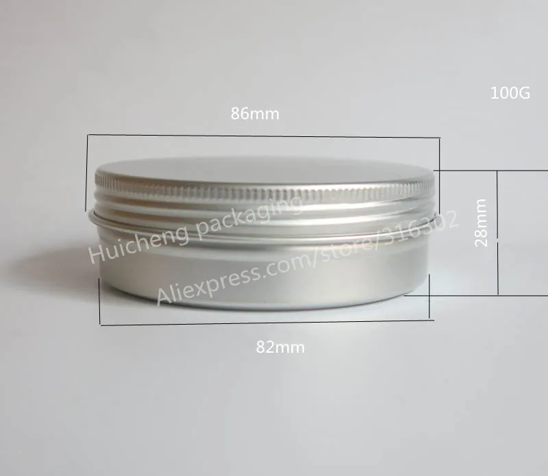 50x100 г алюминиевая банка, металлическая банка для крема, порошка, геля, 3,33 унций, косметические бутылки, 100 мл, алюминиевый контейнер