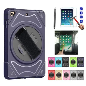 

XSKEMP Kids Shockproof Case For iPad Pro 9.7 2016 A1673 A1674 A1675 3 Layer Shockproof Rugged 360 Rotate Cover + Tempered Glass