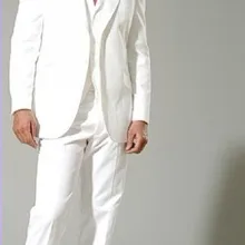 Индивидуальный дизайн две кнопки белый Жених Смокинги друзей жениха Мужские свадебные костюмы для выпускного вечера Жених(куртка+ брюки+ жилет+ галстук) K: 861