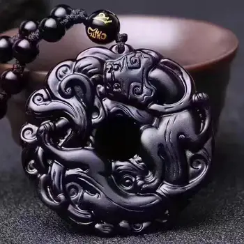 

Handcrafted Obsidian Fengshui Dragon Pixiu Necklace Good Luck Piyao Beaded Necklace Wealth Pixiu Necklace Lucky Fengshui Jewelry