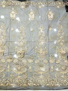 

yf012# new arrive 5yards/bag sexy gold 3d glue embroidery black tulle mesh lace for sawing bridal wedding dress