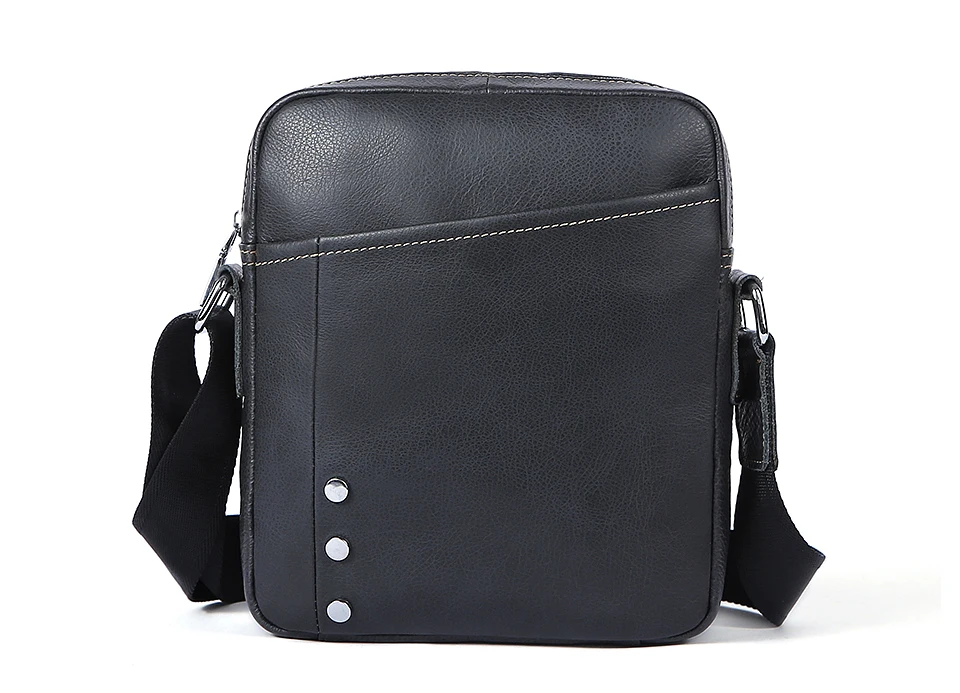 Black Leather Shoulder Bag Male Genuine Leather Men Bags Casual Crossbody Bags (3)