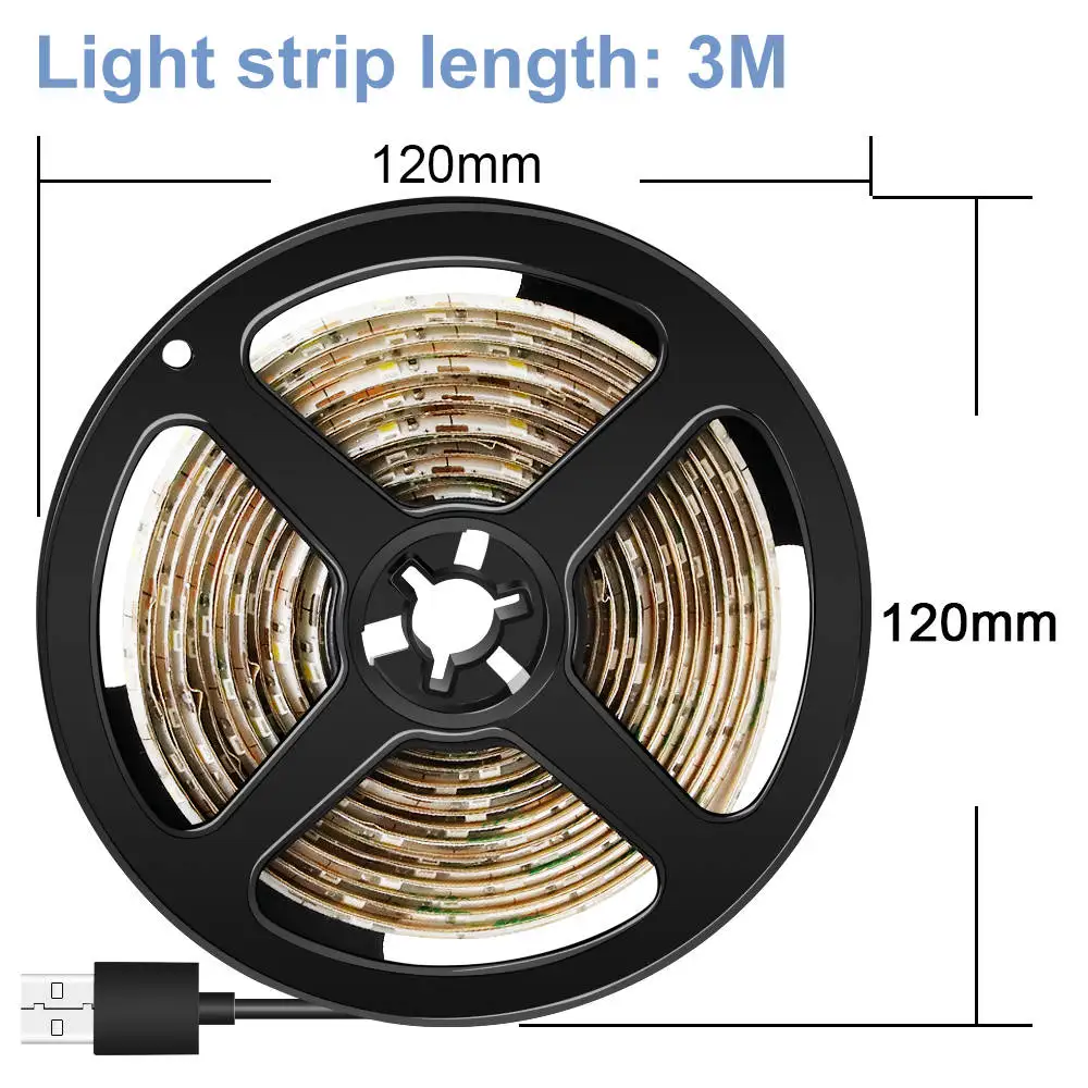 USB Tira Luces, светодиодный светильник, лента 5 В, водонепроницаемая лампа, Светодиодная лента для ТВ, фоновый светильник, 1 м, 2 м, 3 м, 4 м, 5 м, ленточный светильник, лента 220 В, штепсельная вилка европейского стандарта - Испускаемый цвет: 3M 180LEDs