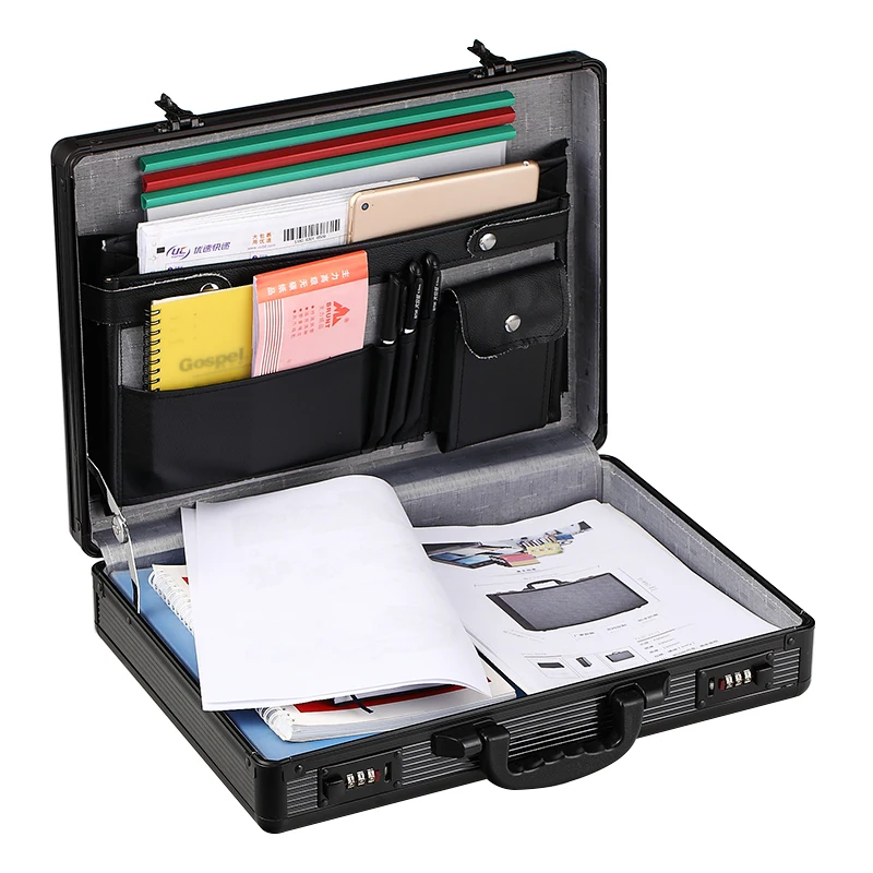 Алюминиевый портфель Атташе для ноутбука с одним отделением 17,3 дюйма и ящиками для хранения с кодовым замком