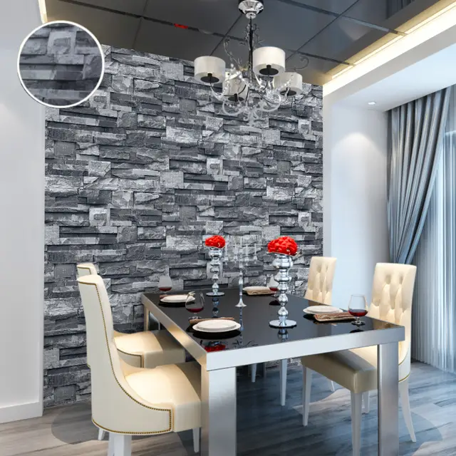 Kitchen 3d Effect Embossed Brick Stone Wallpaper Vinyl Nature