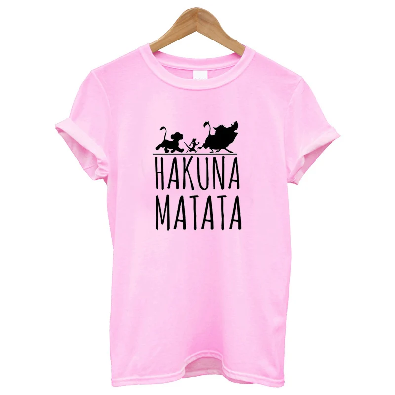 

100% cotton t-shirt women pink hakuna matata tshirt woman t shirt ladies tee shirts funny best friends clothes big size cute top