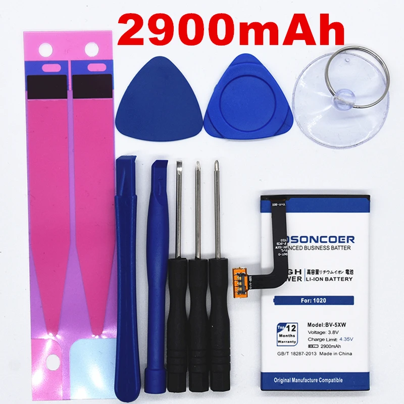 

100% Original LOSONCOER 2900mAh BV-5XW Battery For Nokia Lumia 1020 RM-877 RM-876 RM-875 RM 876 875 877 1020 Battery Free tools