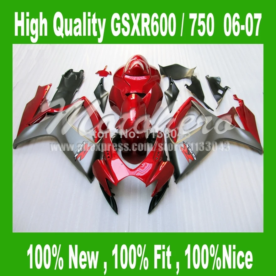 Fairings for SUZUKI GSXR 600 K6 06 07 red black GSXR 750 K6 2006 2007 GSX