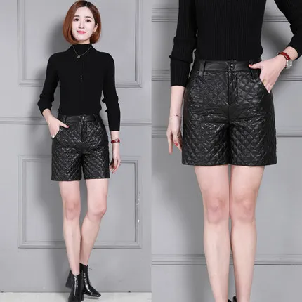 

Winter Thick Leather Shorts High Waist Slim Leather Shorts K18