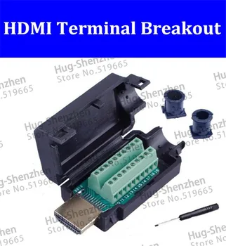 

HDMI 2.0 HD Adapter Male Connector Breakout to 19P Terminal Board, No Need Soldering with housing Shell screwdrive ---5pcs/lot
