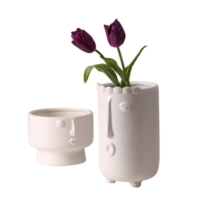 

Creative Ceramic Cute Face Vases Abstract facial vase ornament stained Vase Decoration Home Drop shipping
