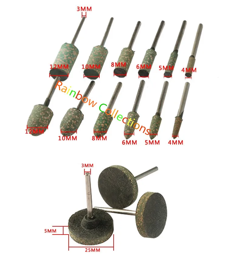 13pcs 4 12mm Ttype&Cone&Cylinder Abrasive Mounted Stone For Dremel