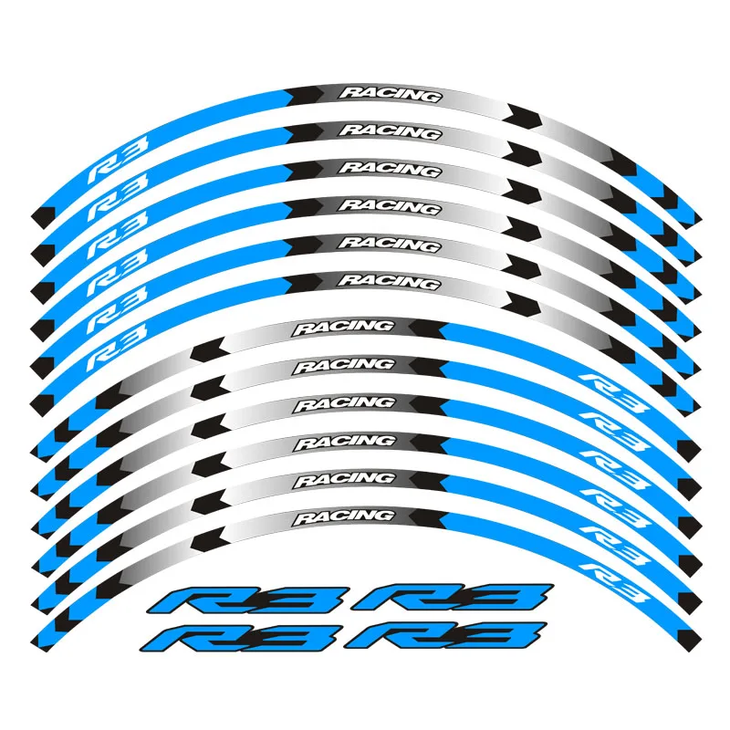 Новинка, высокое качество, 12 шт., подходит для мотоцикла, наклейка для колес, полоса, светоотражающий обод для YAMAHA YZF R3 YZFR3
