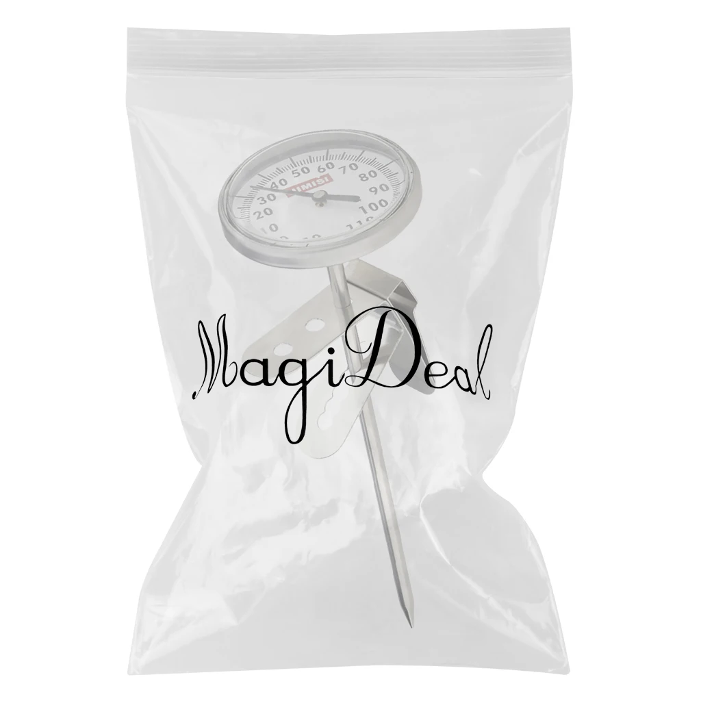 Instant Read Coffee Steamed Milk Frothing Thermometer Timer Stainless Steel Coffee Thermometer for milk pitcher or coffee pot