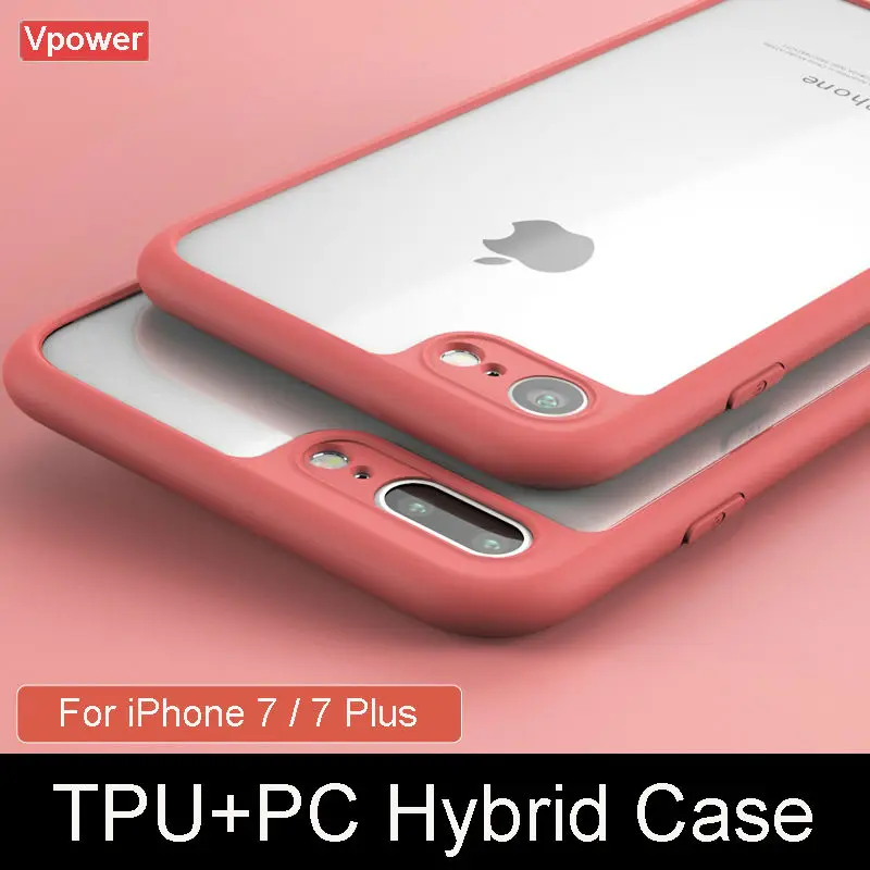 For iPhone 7 Case 7 Plus Cover Vpower Luxury TPU+PC Hybrid