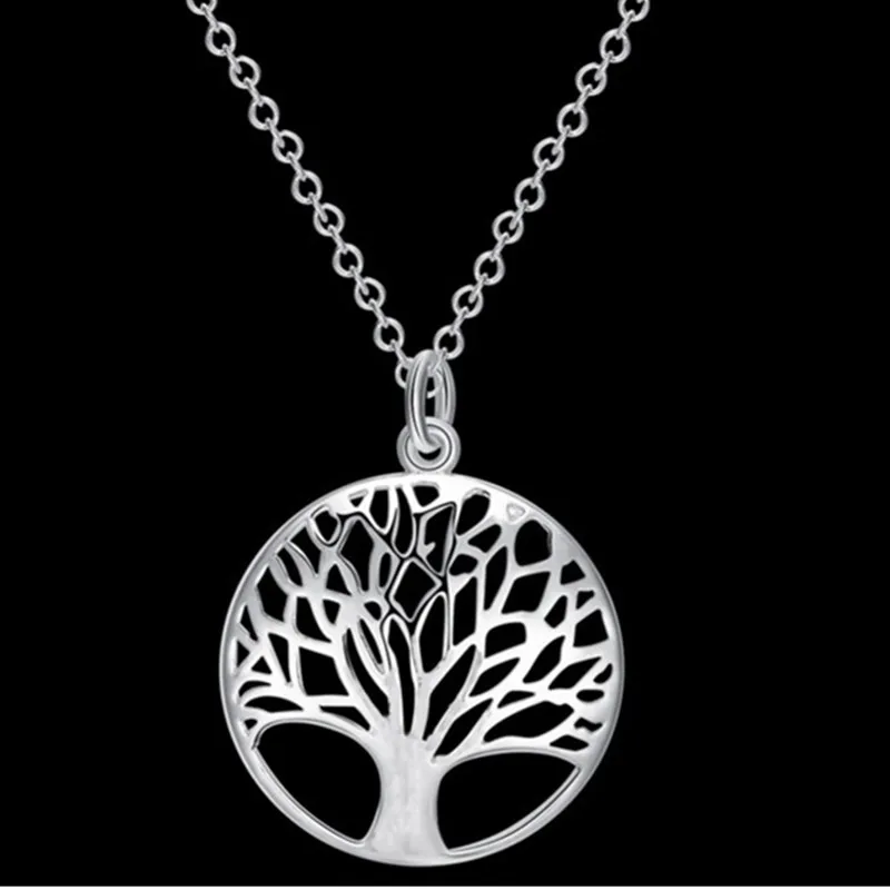 Round Hollow Wishing Tree Pendant Necklace Tree Of Life Pendant Necklace Jewelry Fashion Cute Wedding Part women jewelry,beaded necklace